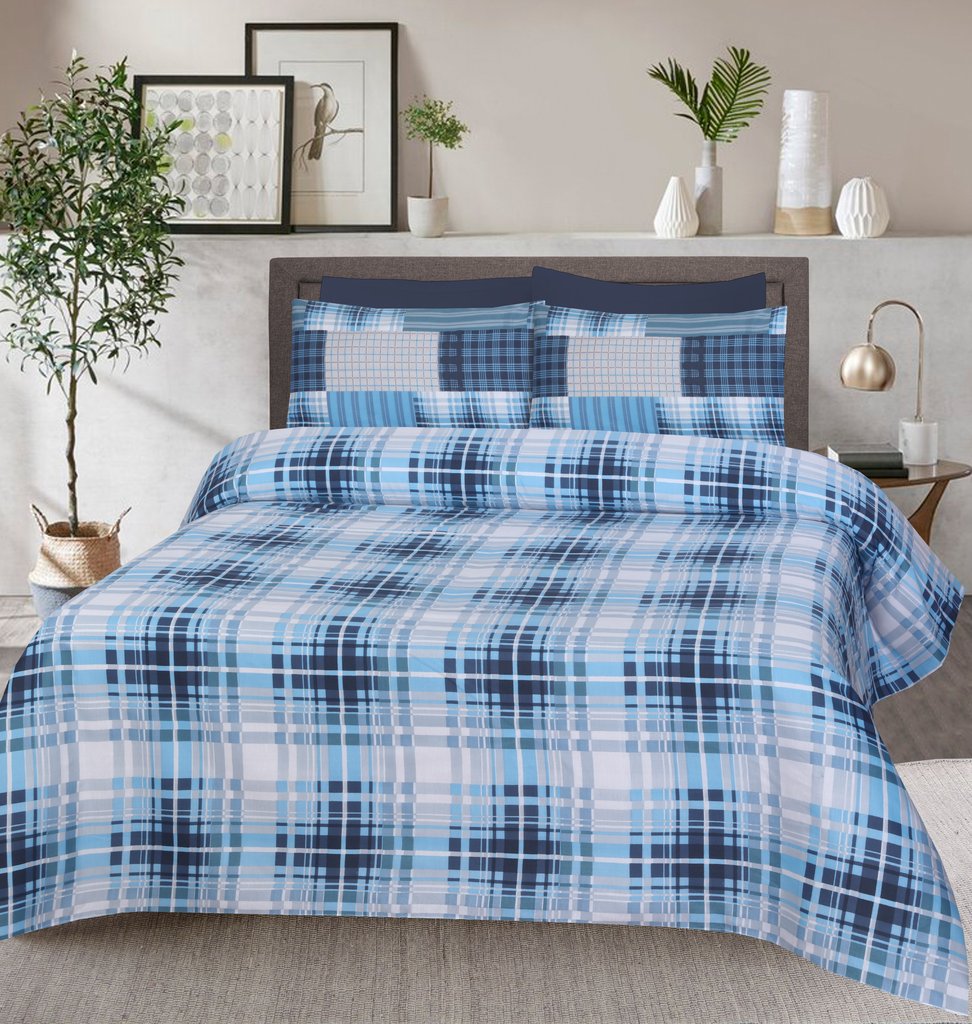 Bluish Check- Bed Sheet Set