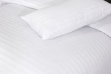 Optical White-Wide Satin Stripe-Bed Sheet Set