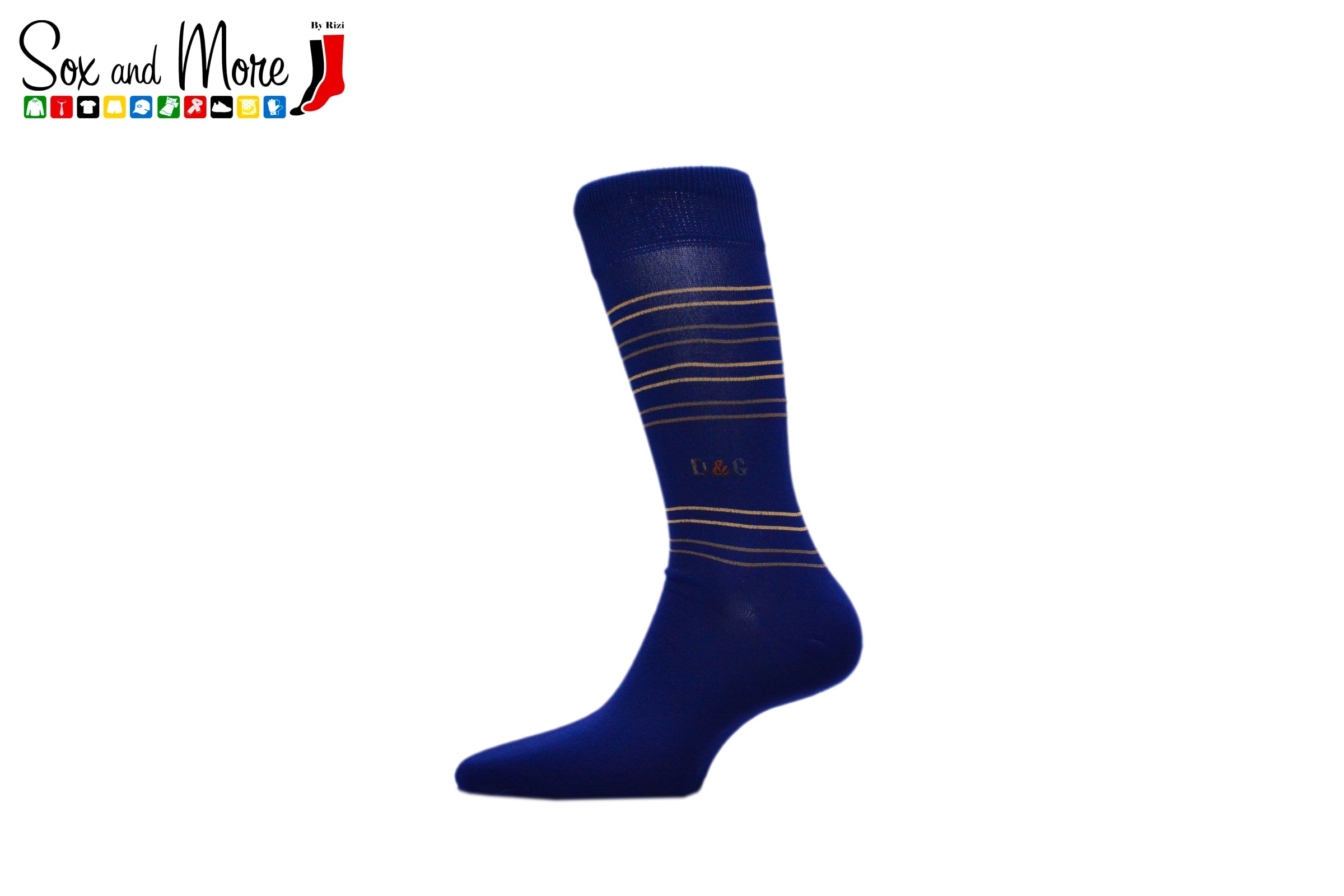 Men's Golden Stripe and Logo Socks