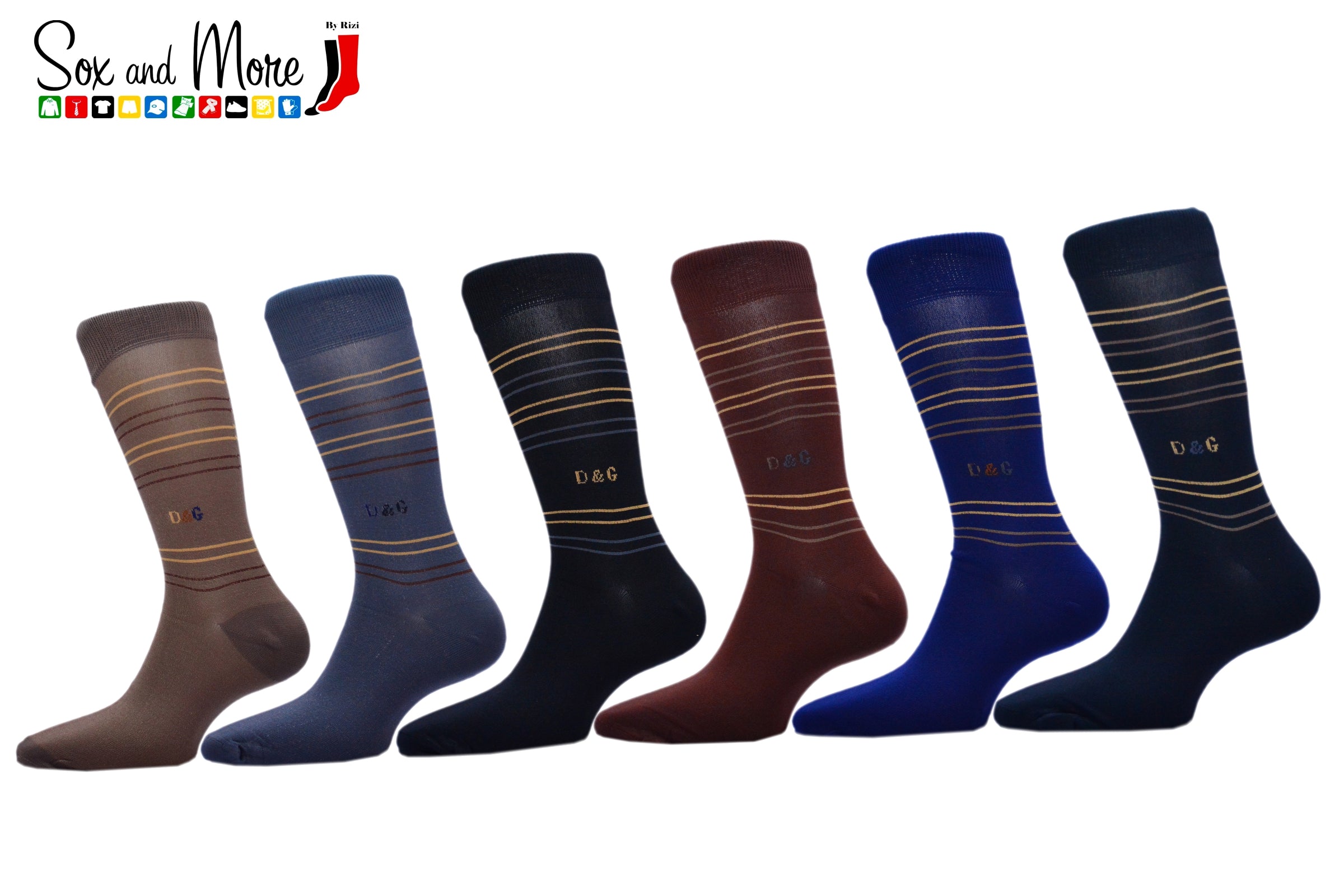 Men's Golden Stripe and Logo Socks