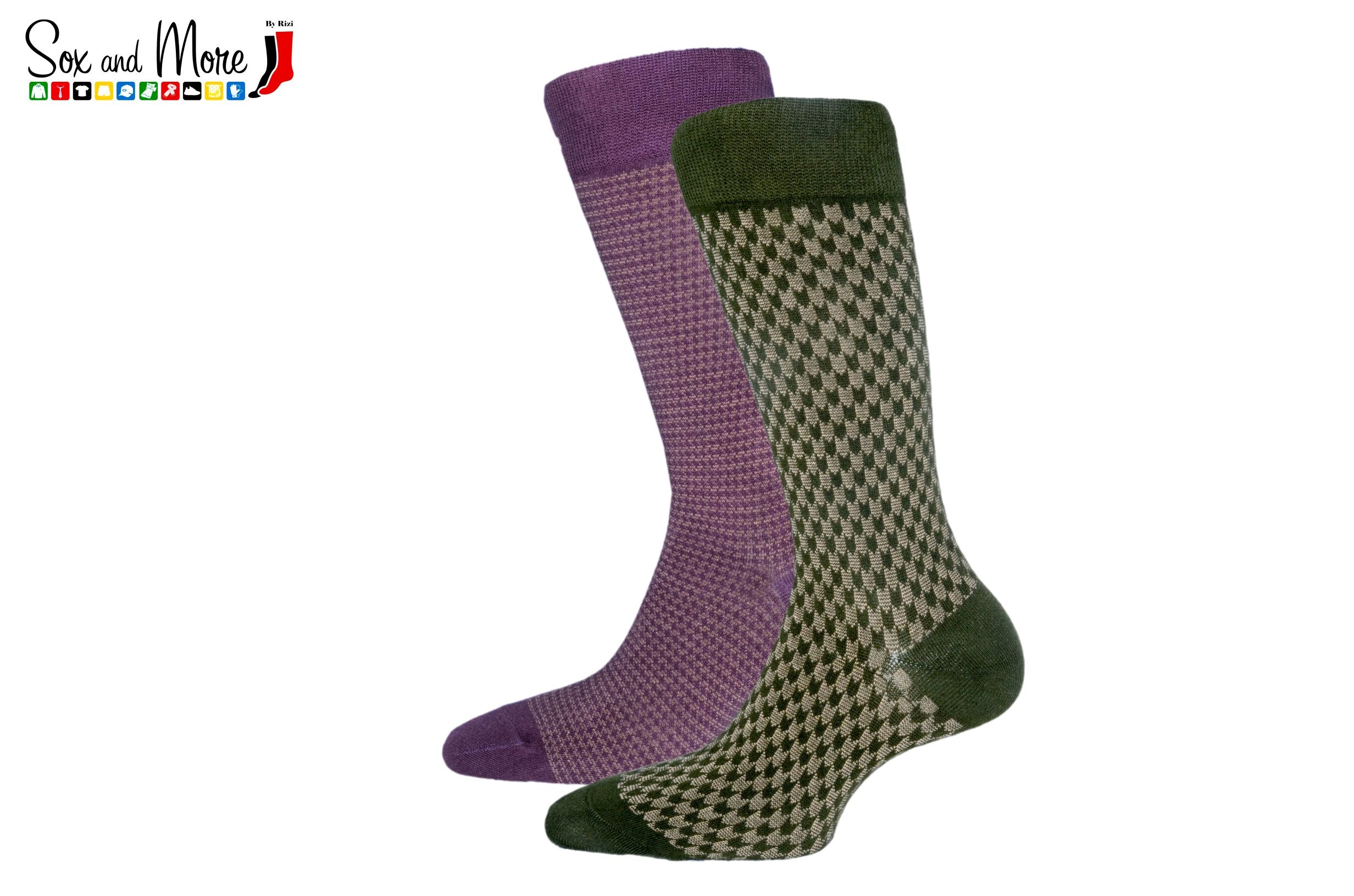 Men's Purple Green Socks(Pack of 4)